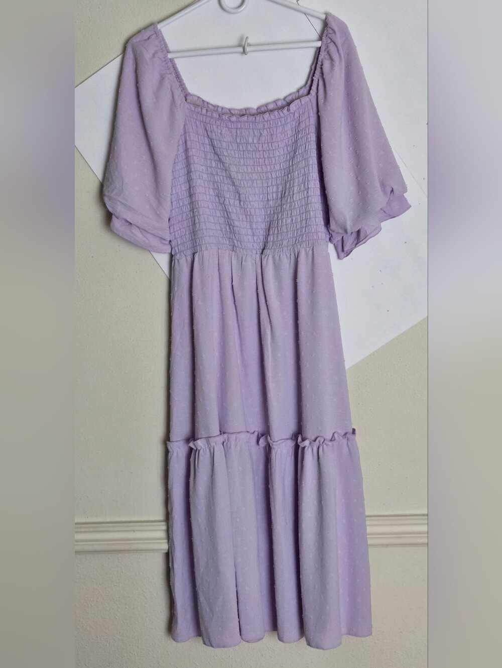 Lavender Smocked Bodice Maxi Dress, NWT (Sz. XL)-